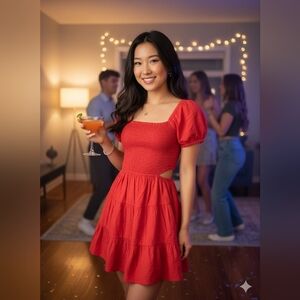 Chic Scarlet Mini Dress Retrod Medium